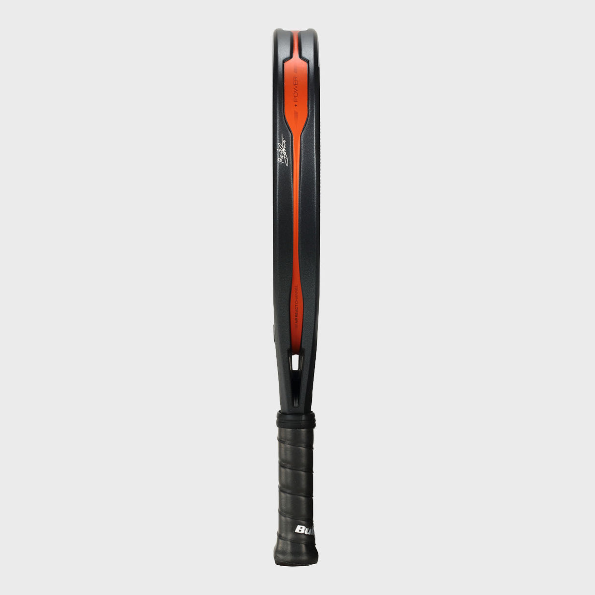 Side profile view showing frame edge of Bullpadel Hack 04 Comfort 26 racket