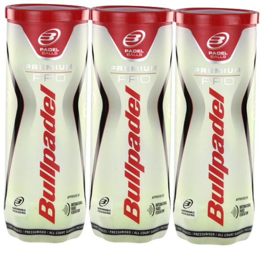 Bullpadel Premium Pro Padel Balls - 3 Cans, 9 Balls - Padel Balls